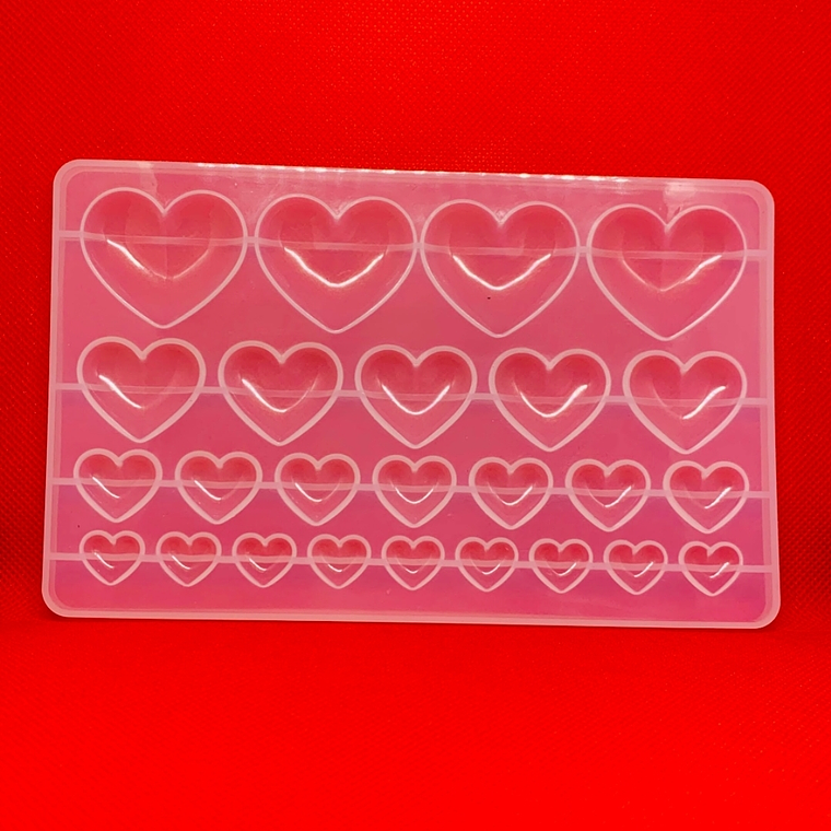 Molde para resina Corazones mix grande 1