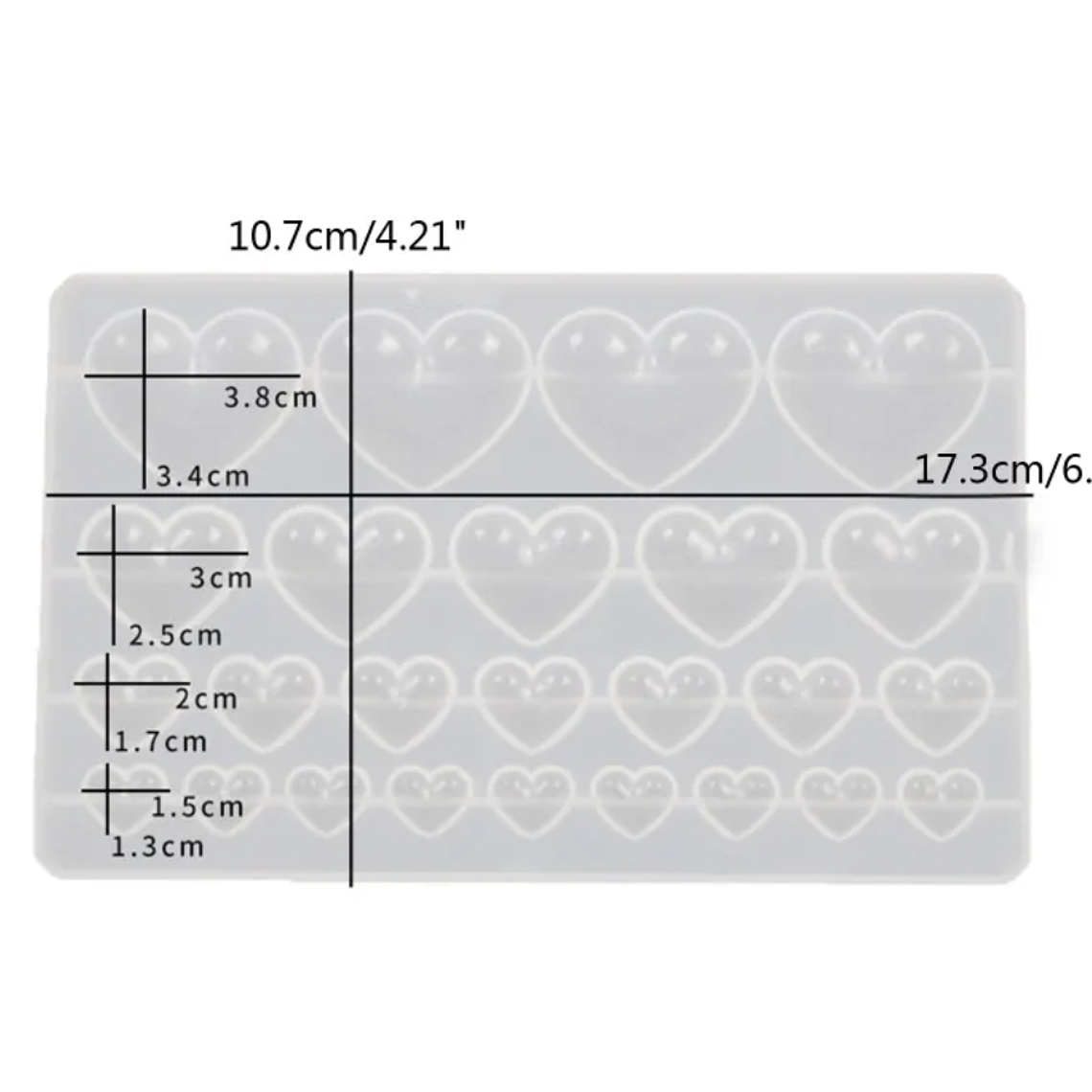 Molde para resina Corazones mix grande 2