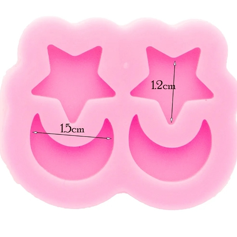 Molde para resina Luna y estrella pequeños  2