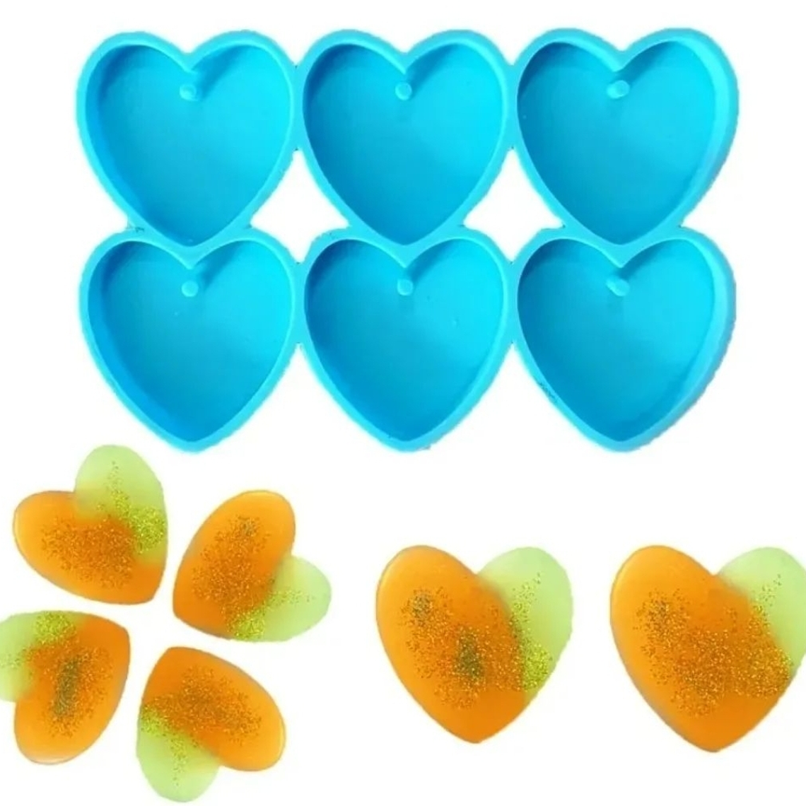 Molde silicona Corazones resina 2