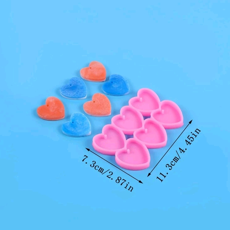 Molde silicona Corazones resina 4