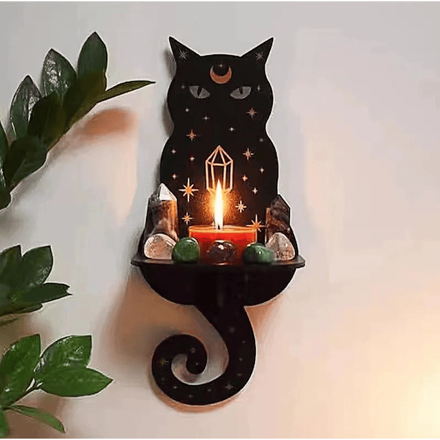 Candelabro colgante de pared gato 