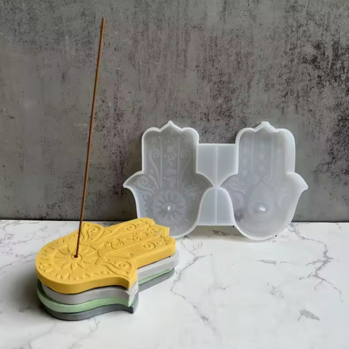 Molde resina porta incienso Manos de Fátima 1