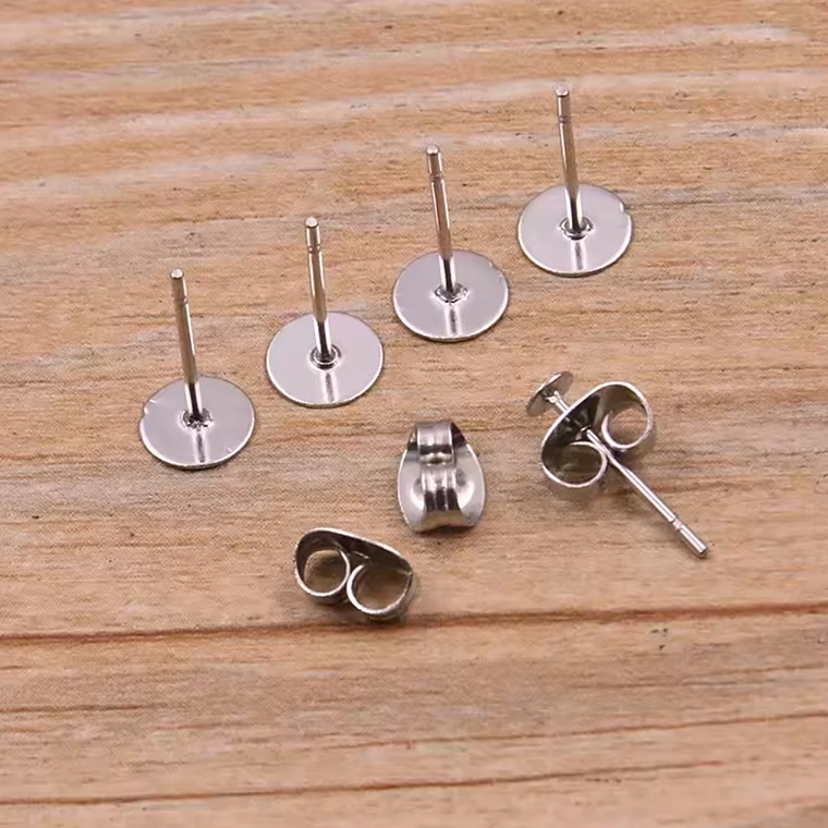 Pendientes acero inoxidable plateado  1