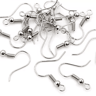 Gancho aros acero inoxidable plateados 