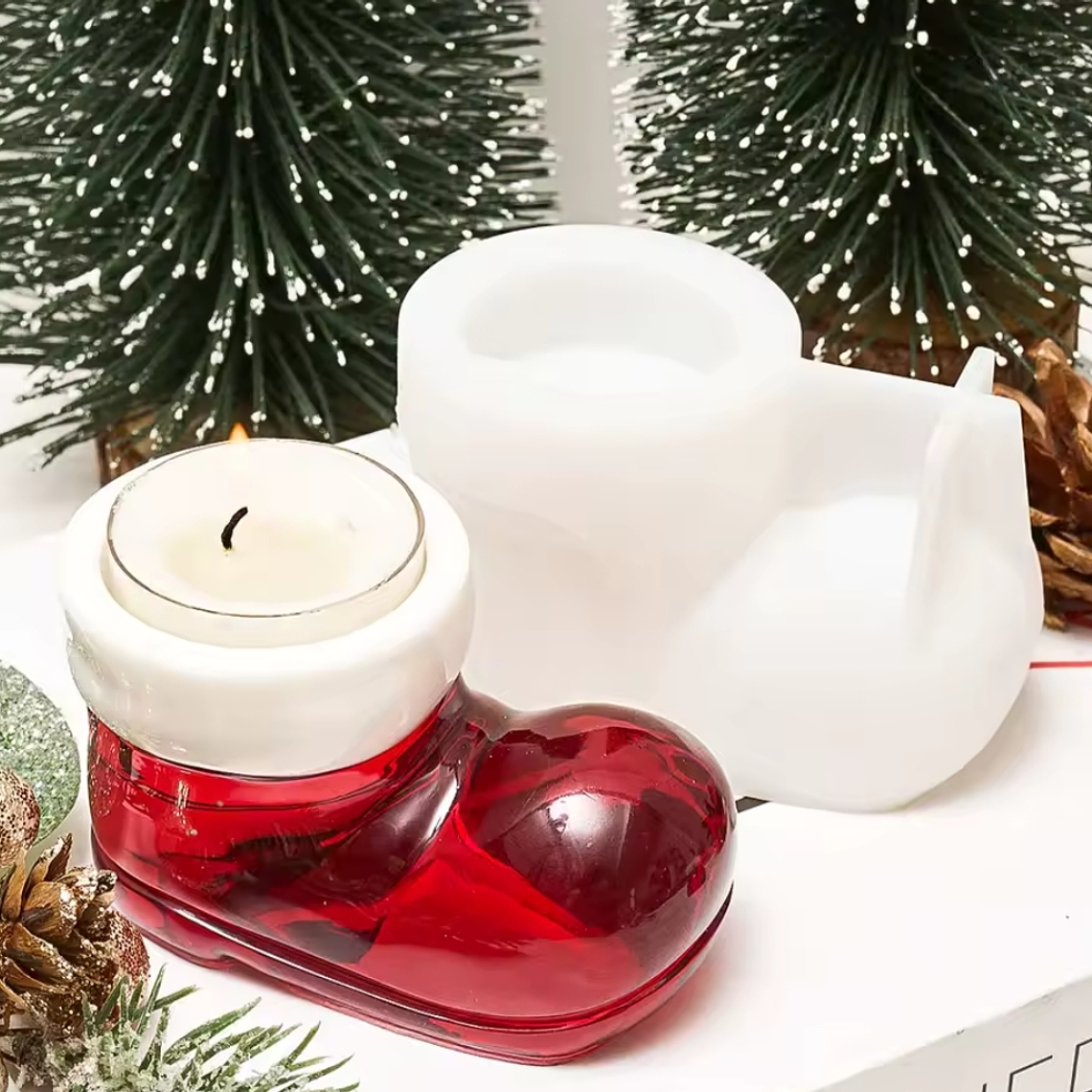 Molde bota navideña portavela resina 3