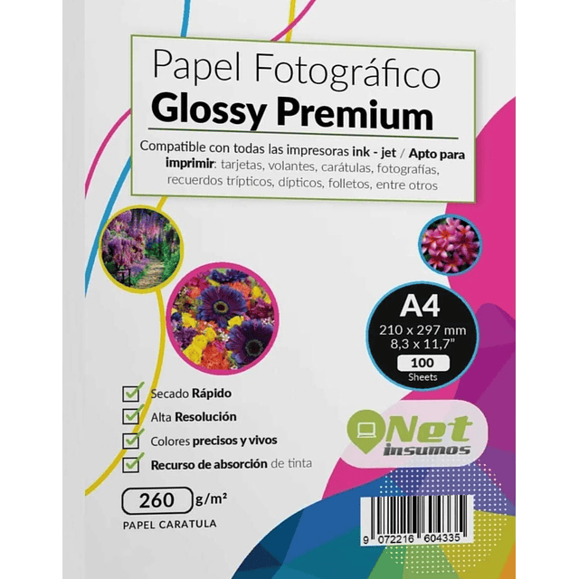 Papel fotográfico glossy premium