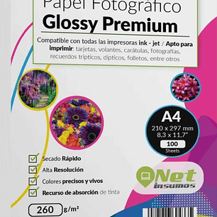 Pack 10 hojas Papel fotográfico glossy premium 260G