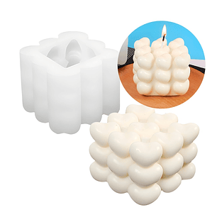 Molde de Silicona Cubo de Corazones Velas 