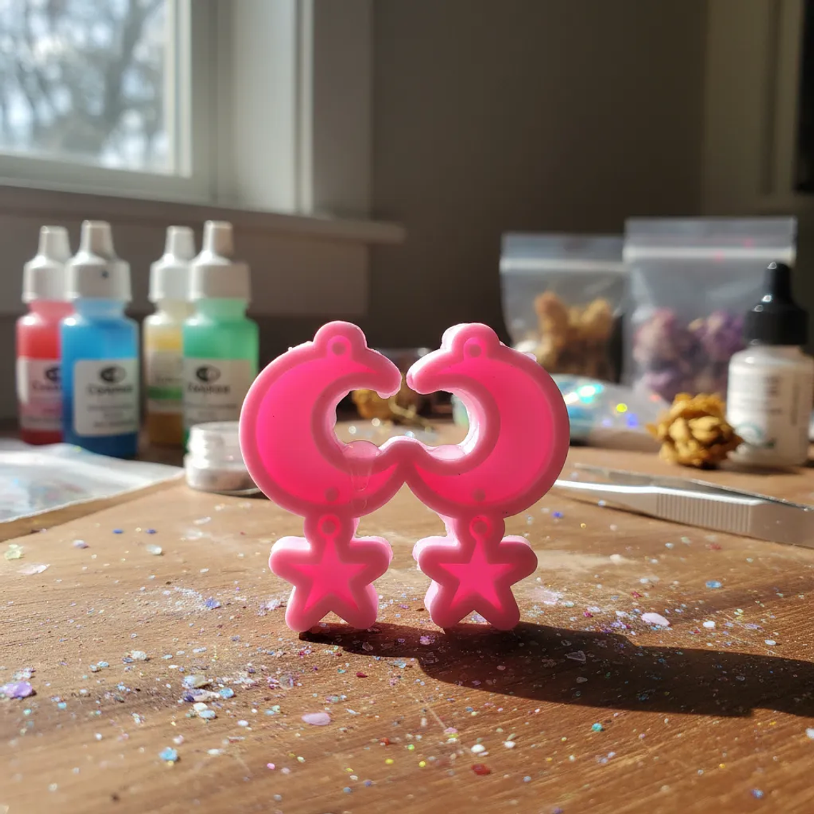 Molde para resina  Aro luna y estrella  1