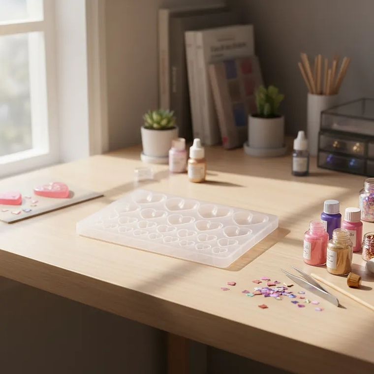 Molde para resina Corazones mix grande 1