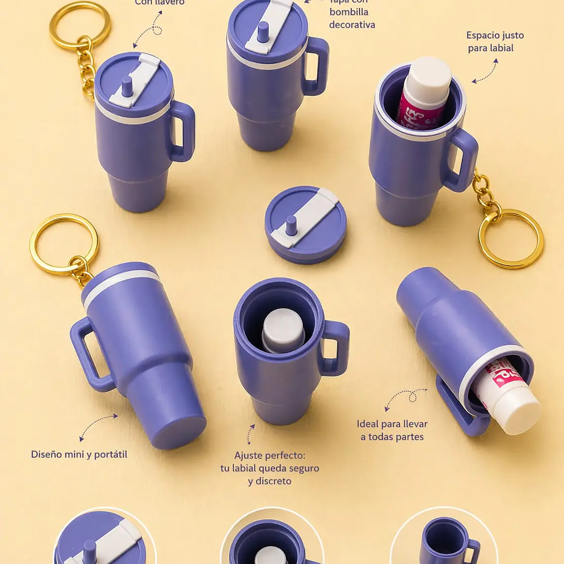 LLavero vaso porta bálsamo labial 2