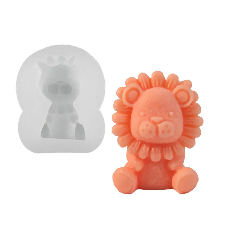 Molde De Silicona Para Jabón Velas Fondant Forma León 1