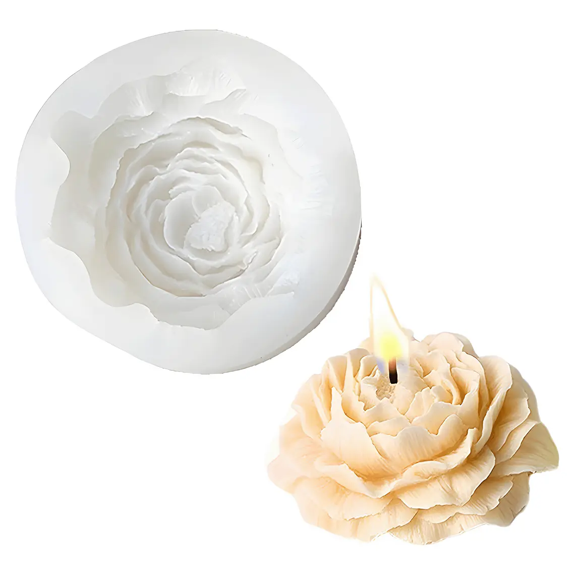 Molde Silicona Para Velas Con Forma De Flor Peonía 3d 1