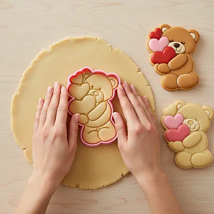 Cortador galleta + stamp oso corazón 