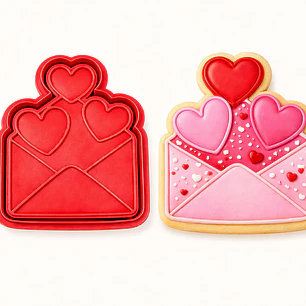 Cortador galleta + stamp carta-corazones