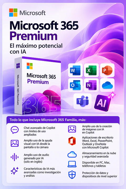Microsoft 365 Premium – Productividad avanzada con inteligencia artificial