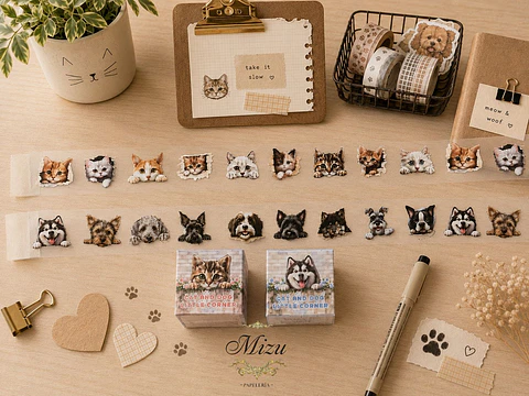 Washi Tape Especial - Colección "Cat and Dog Little Corner"