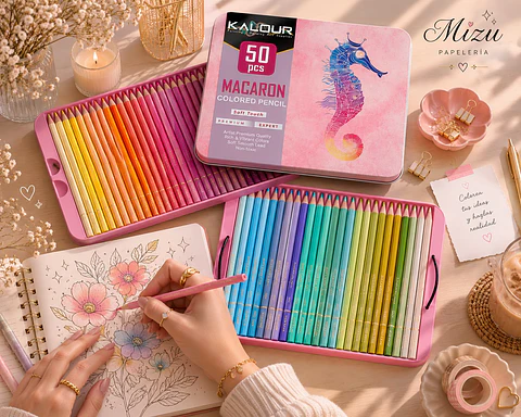 Kalour - Lápices de Colores Macaron 50 pcs