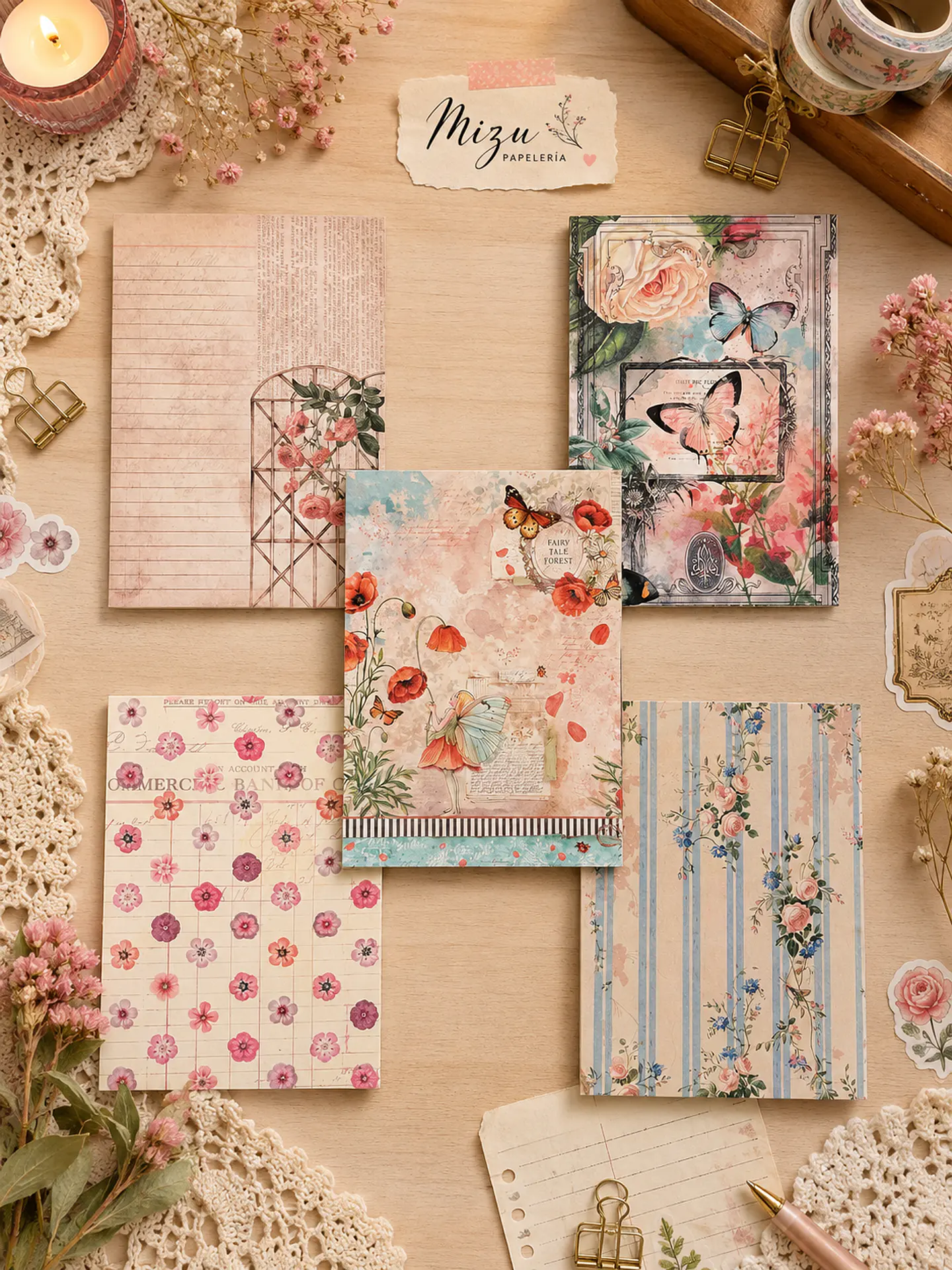 Pack Papelería - Vintage Floral 2