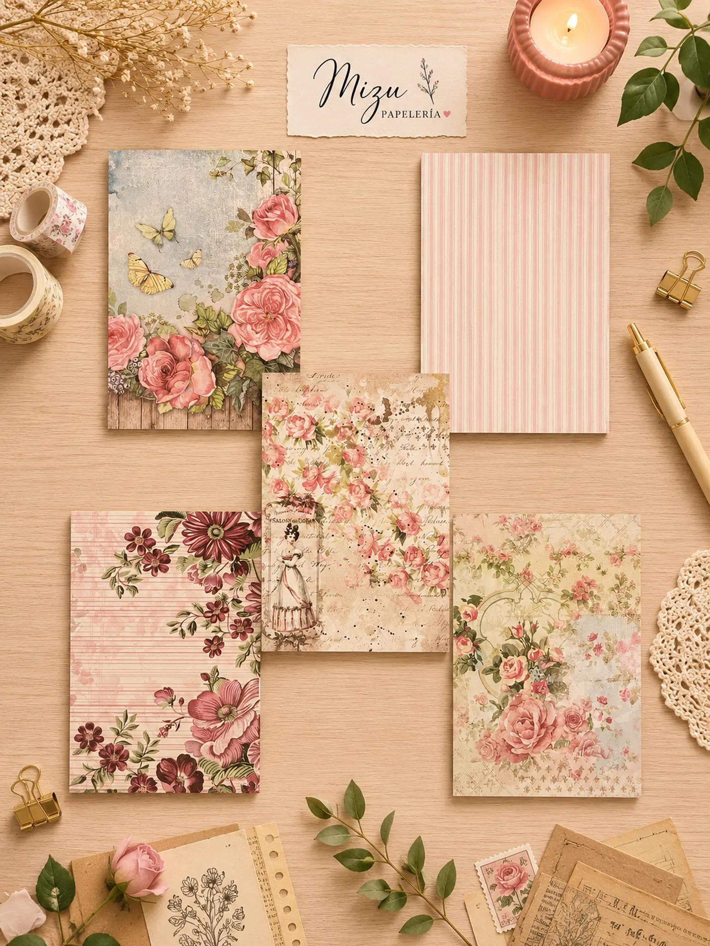 Pack Papelería - Vintage Floral 3