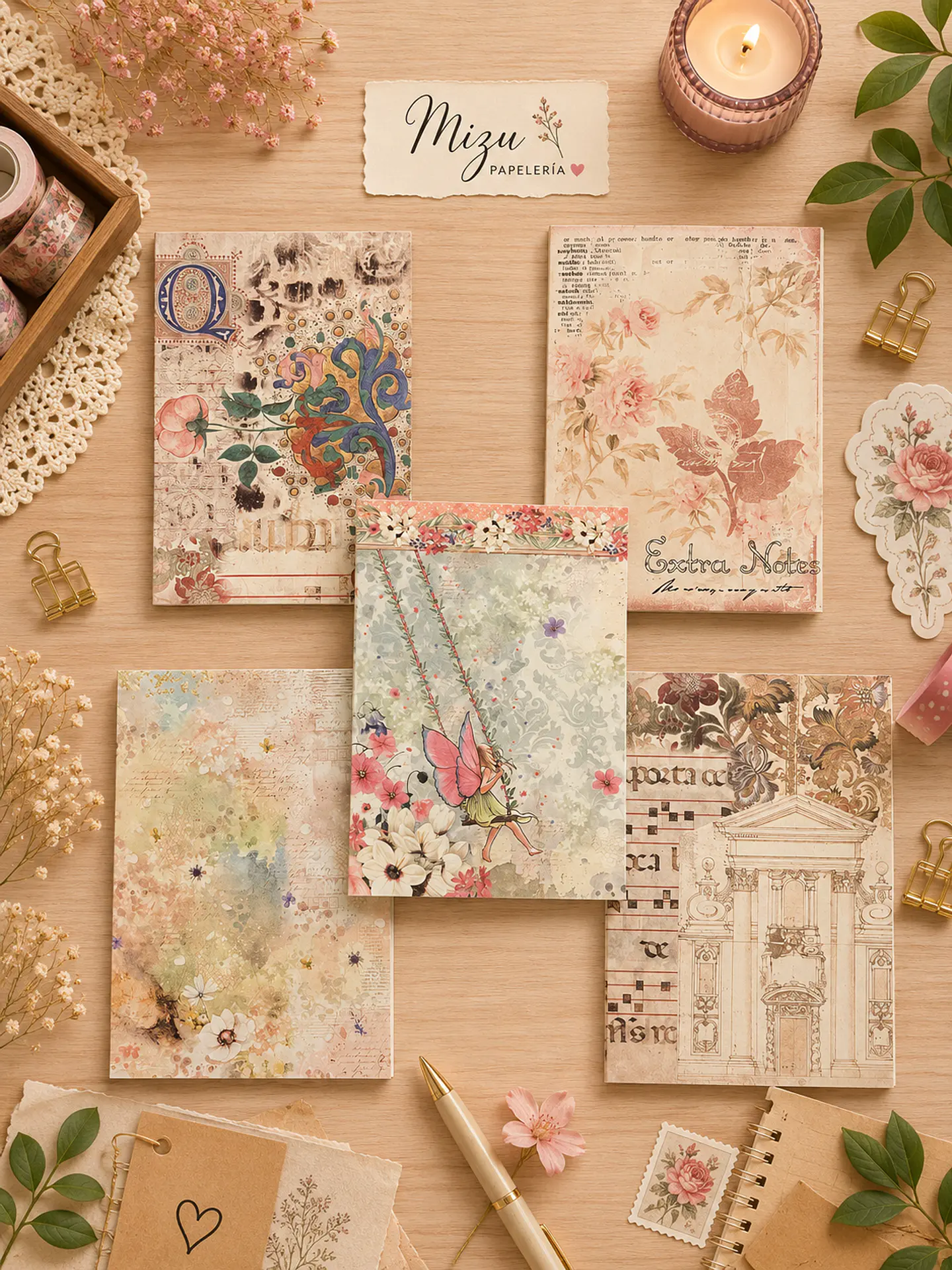 Pack Papelería - Vintage Floral 4