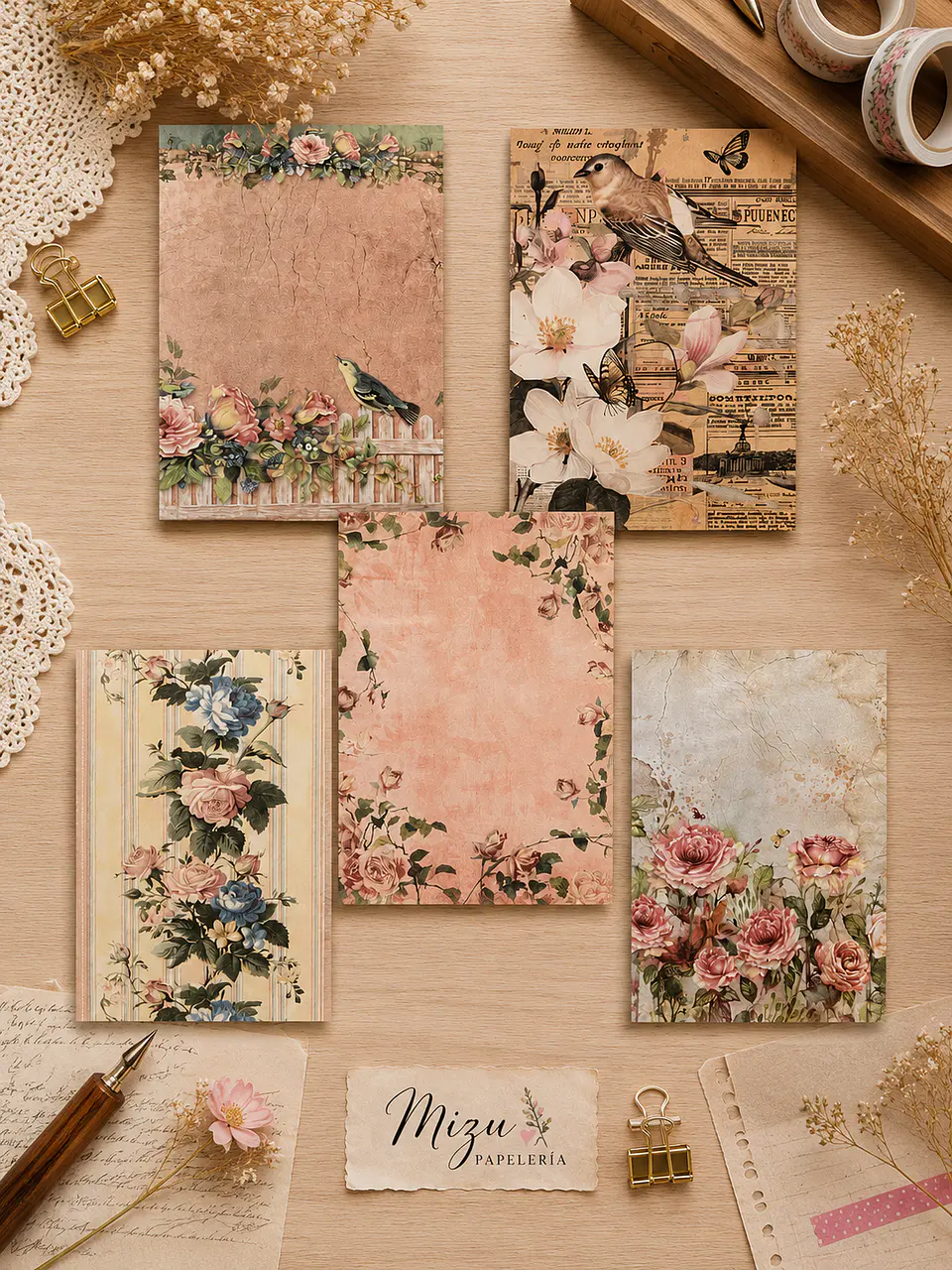 Pack Papelería - Vintage Floral 5
