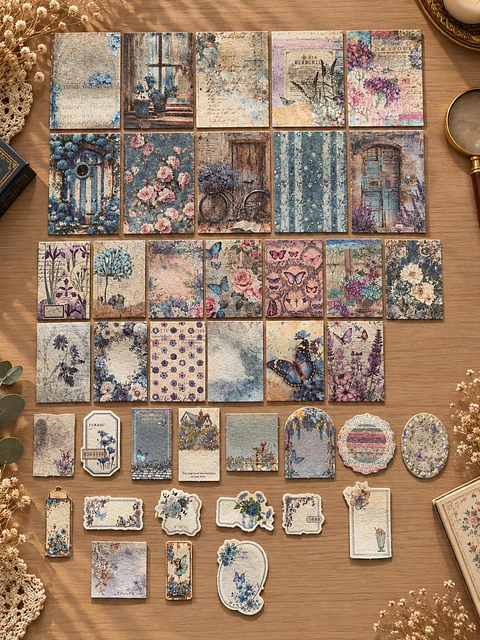 Mini Pack de Papelería Vintage Floral III – 40 Piezas Pequeñas