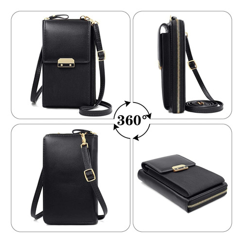 CARTERA BILLETERA MUJER DAMA MONEDERO PORTA CELULAR BOLSO NEGRA