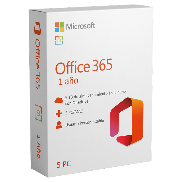 Suscripción Office 365 5 Dispositivos PC/MAC/ANDROID 1 AÑO - Personalizada