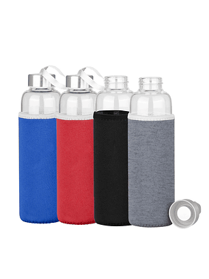 Botella de Vidrio Borosilicato con Funda de Neopreno 580cc
