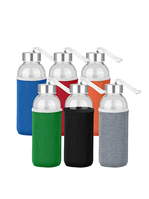 Botella de Vidrio Silica con funda de Neopreno 440cc