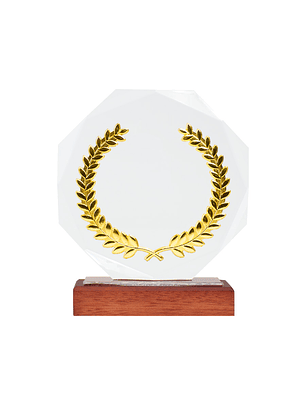 Trofeo Galvano de Madera, Cristal y Acero 