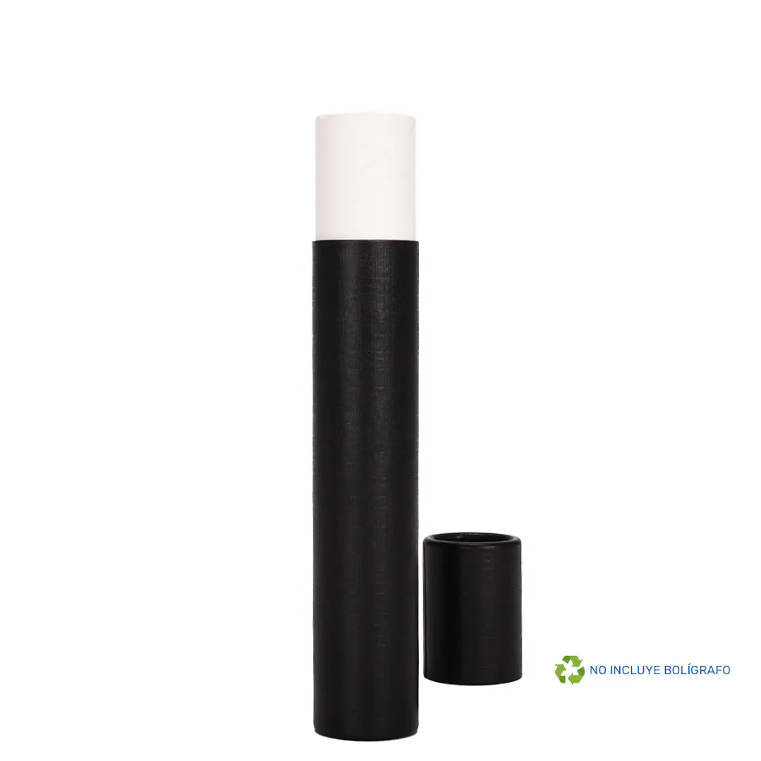 Tubo Porta-Lápiz o Bolígrafo, en cartón forrado negro. 1