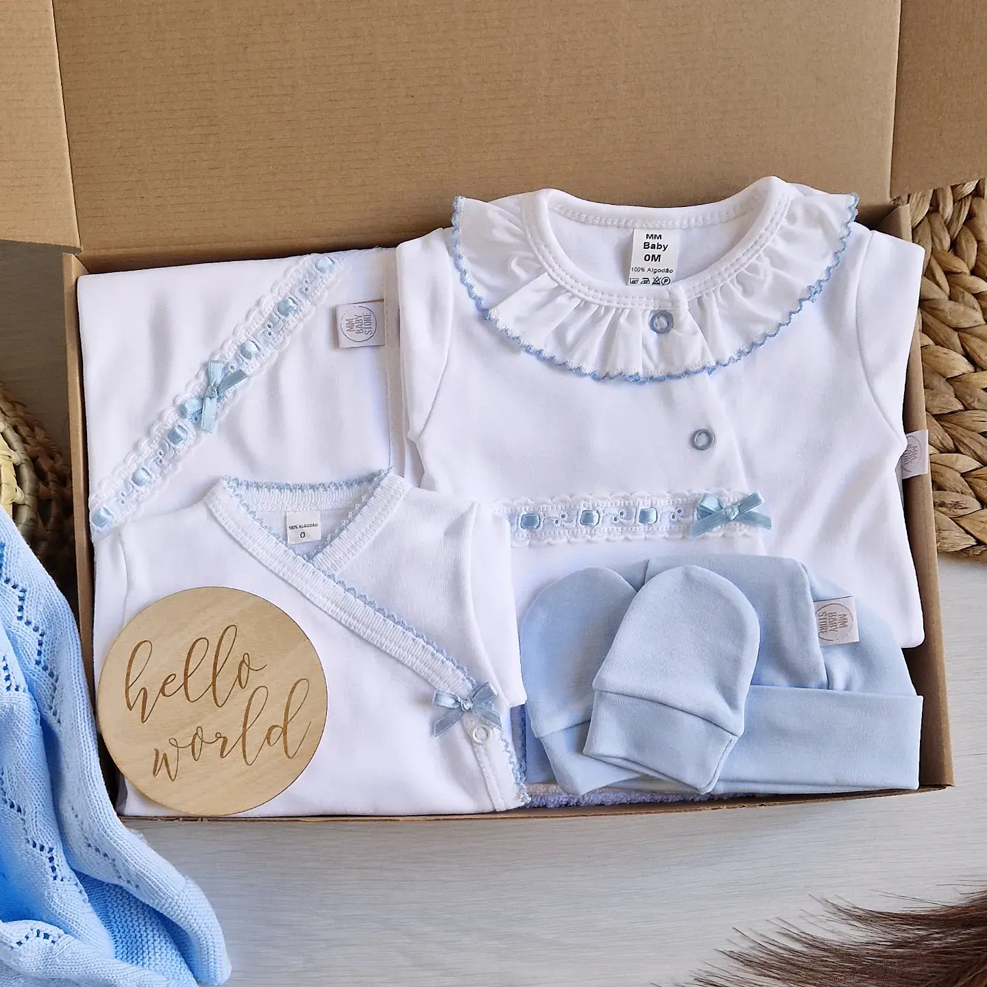 Kit Hello World Azul em algodão  3
