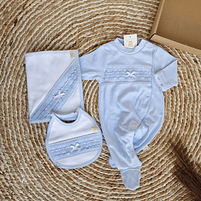 Kit com babygrow de algodão - Azul