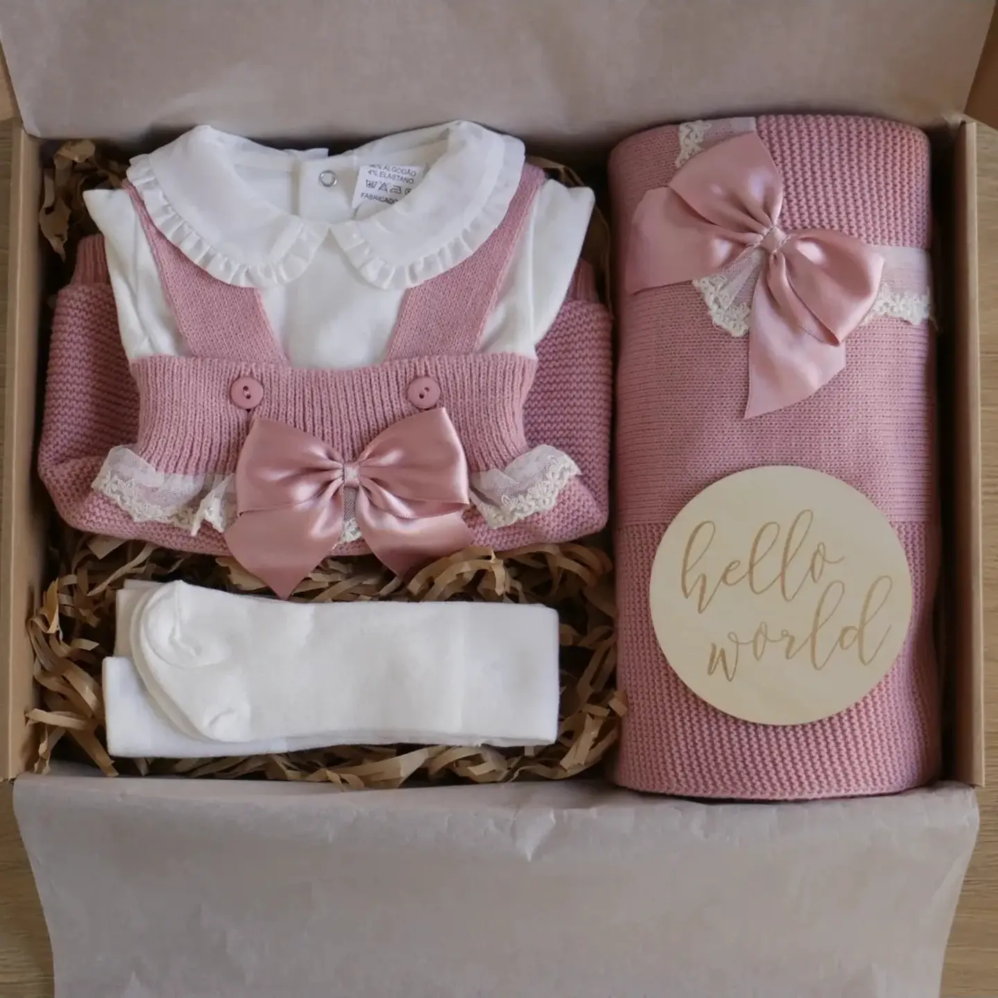 Kit Hello World Rosa Velho com laço 1