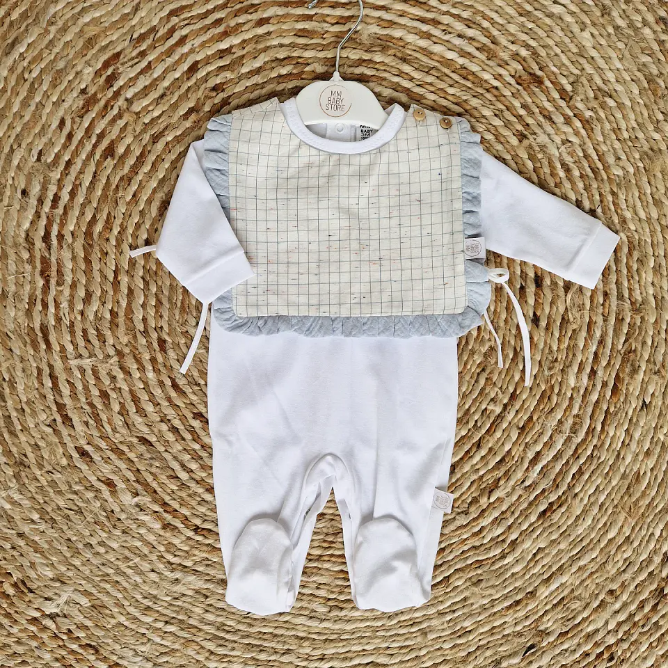Babygrow de veludo com bibe Little Plaid 2