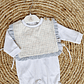 Babygrow de veludo com bibe Little Plaid - Thumbnail 1