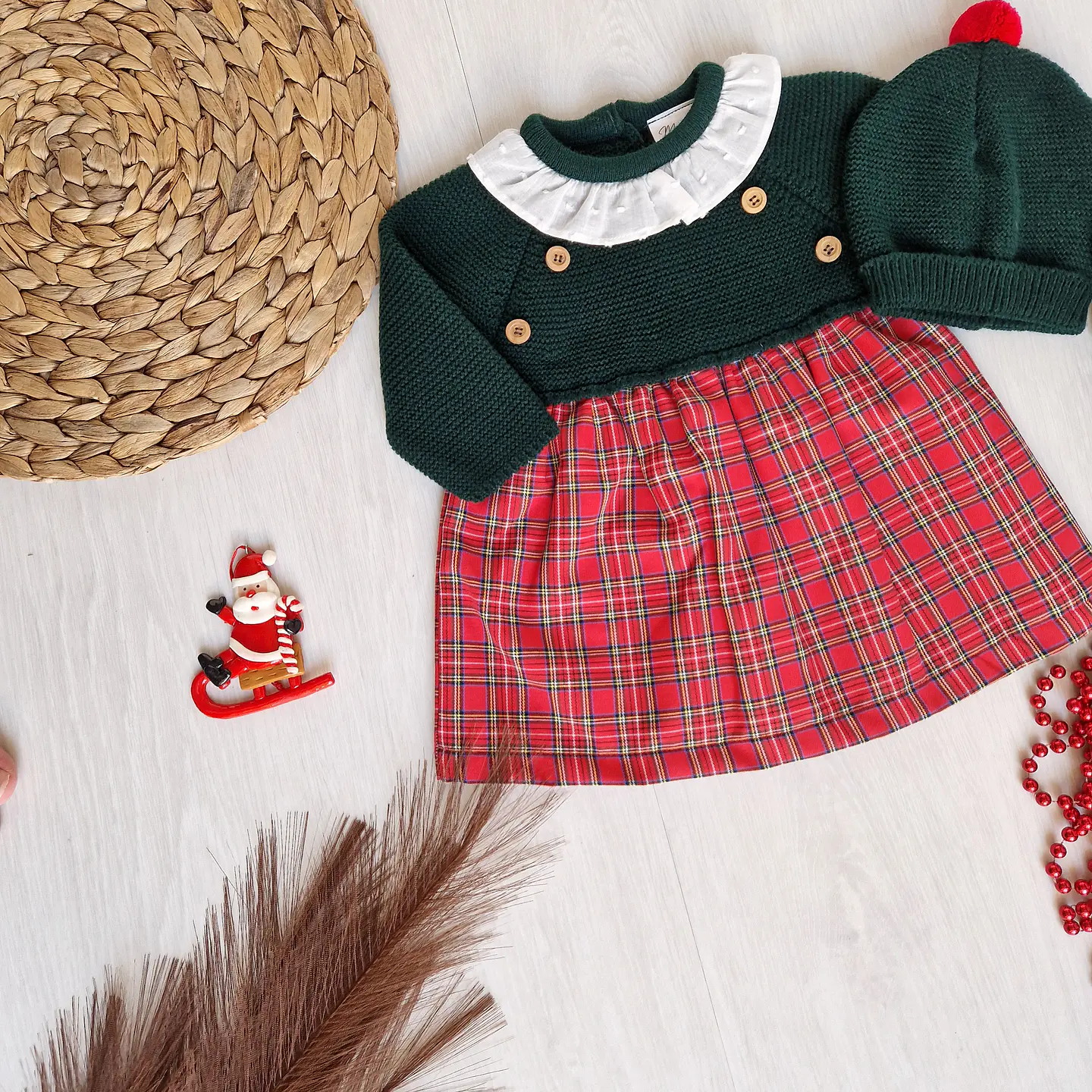 Vestido de xadrez com gorro 6M 4