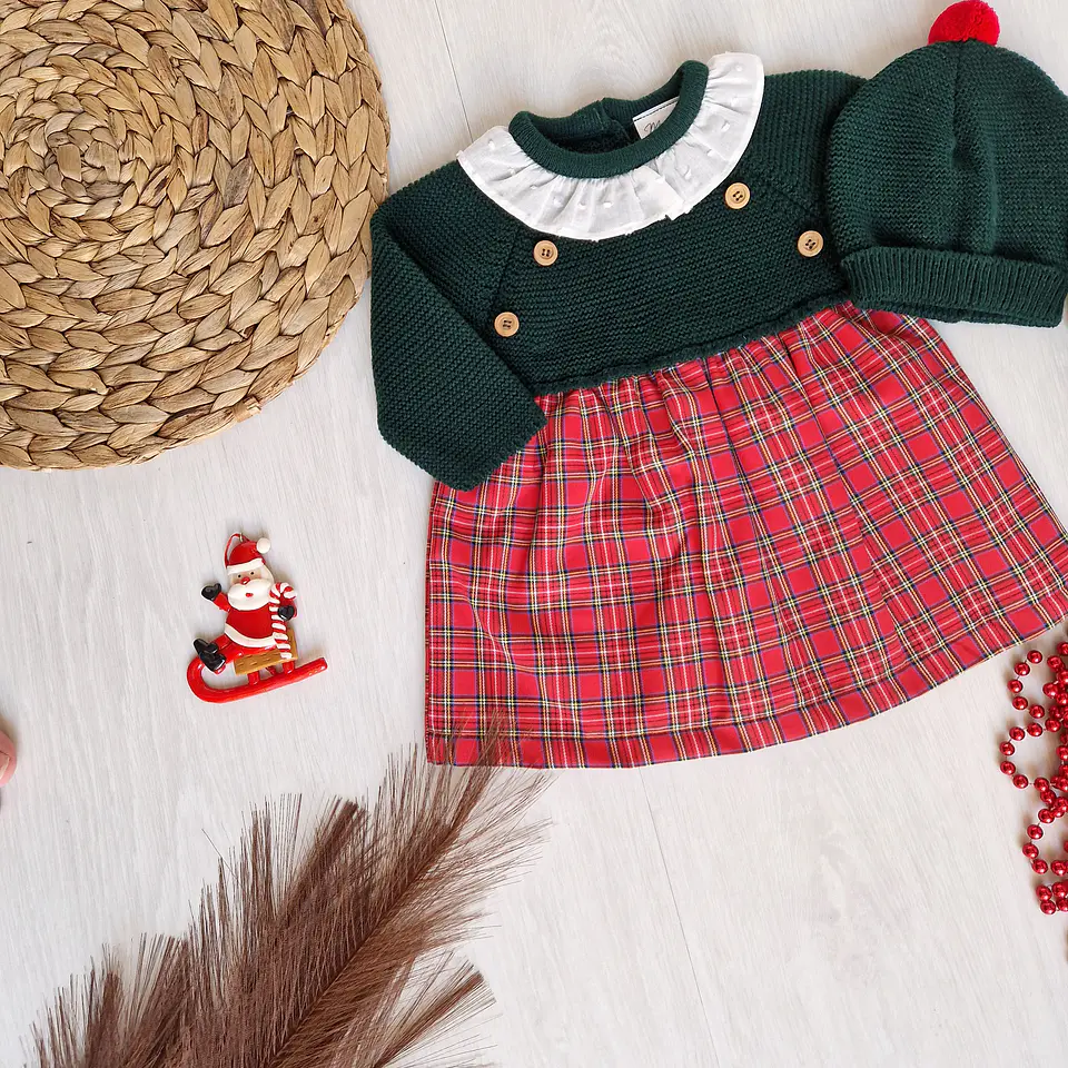 Vestido de xadrez com gorro 6M 4