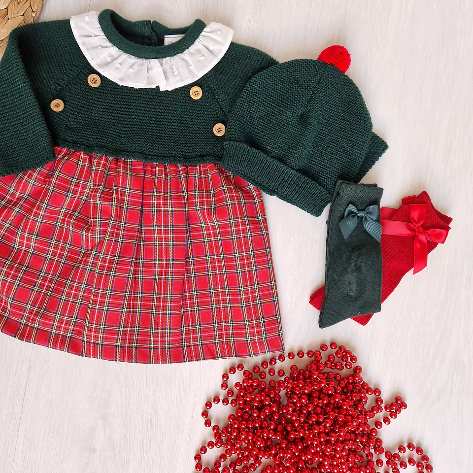 Vestido de xadrez com gorro 6M 3