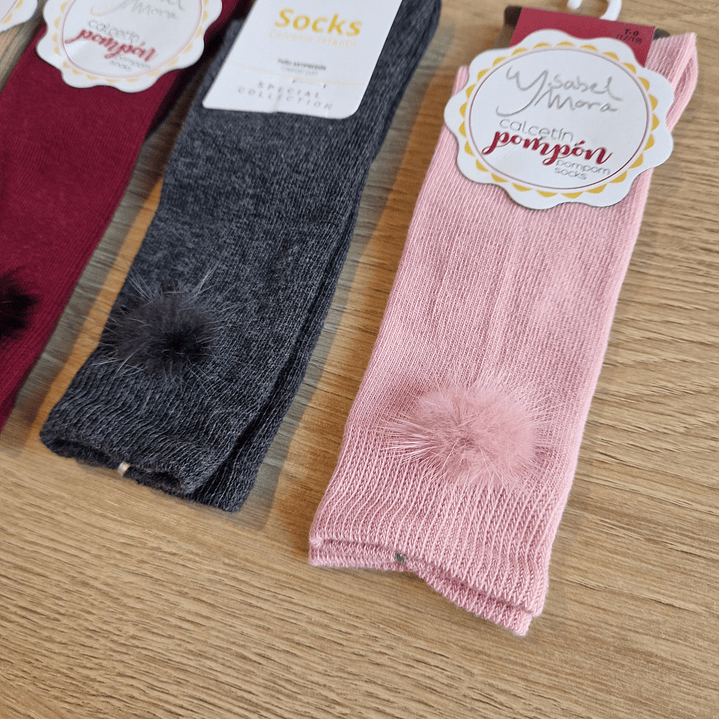 Meias pelo joelho com pompom  3