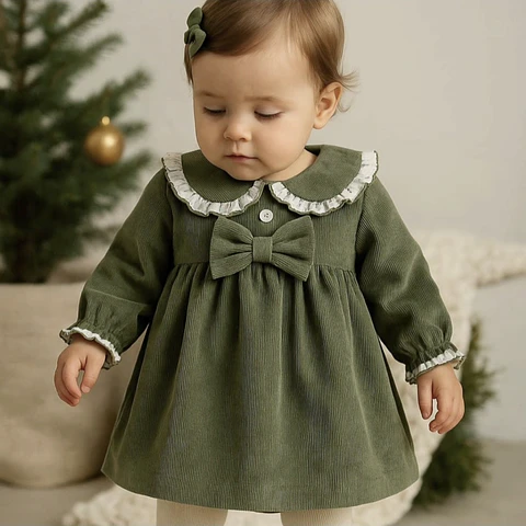 Vestido de bombazine verde