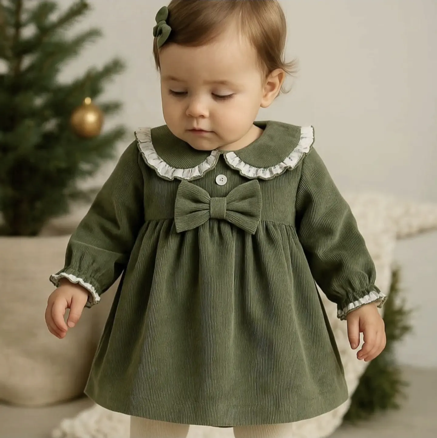 Vestido de bombazine verde 1