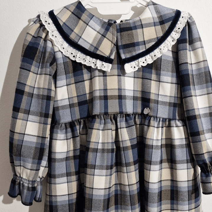 Vestido de xadrez com golinha com bordado 2