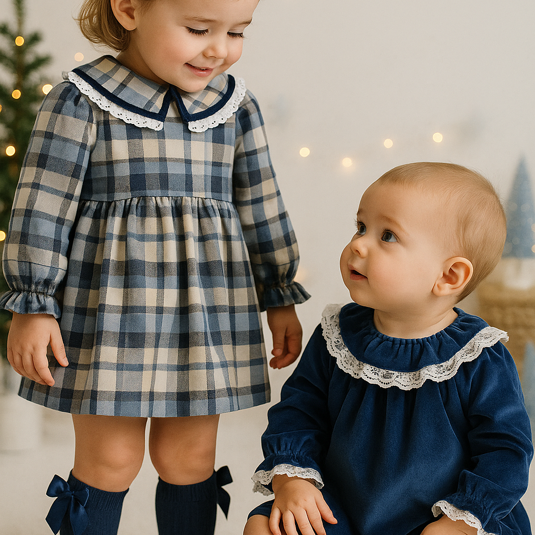 Vestido de xadrez com golinha com bordado 3