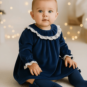 Vestido de veludo com renda