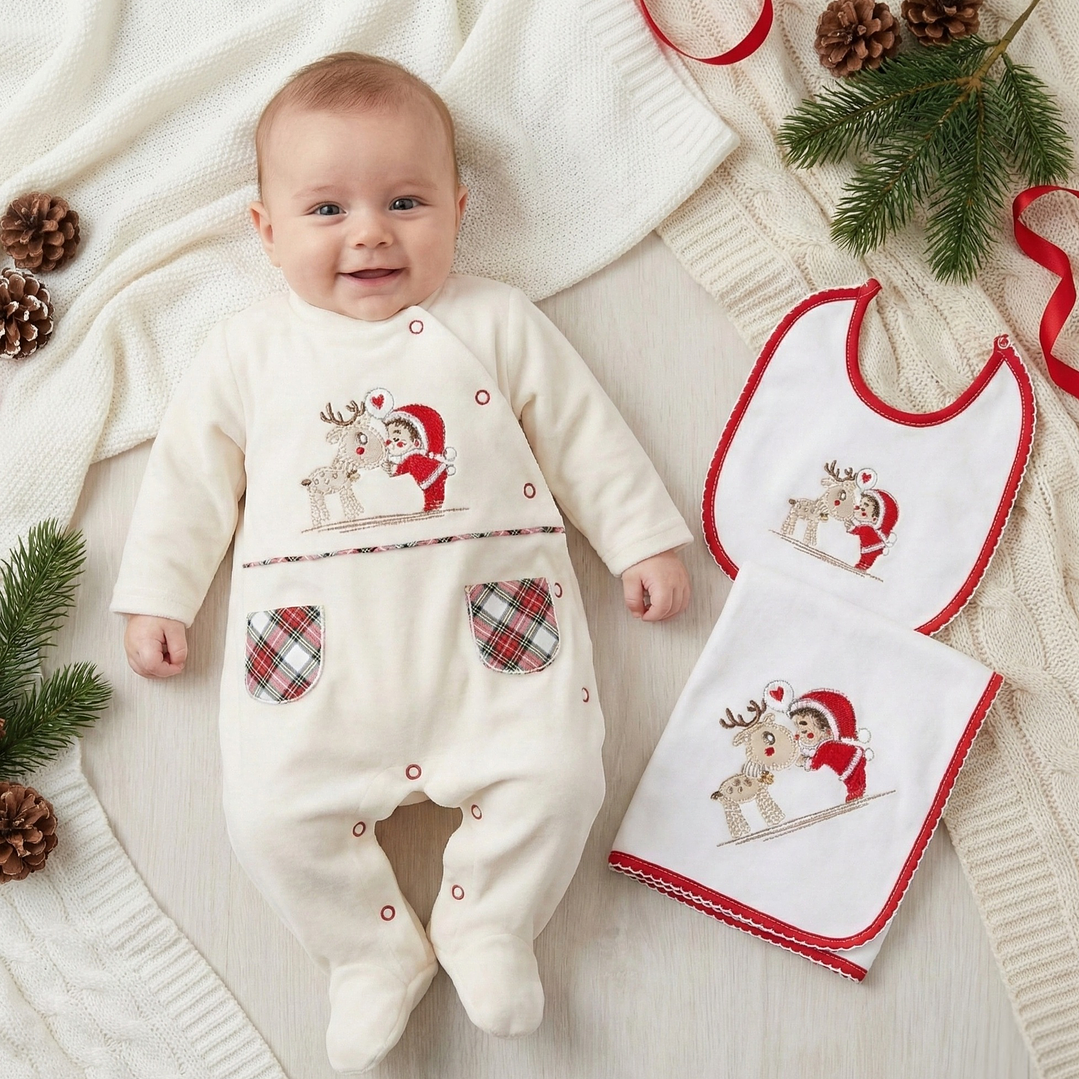 Fralda e babete com rena 2