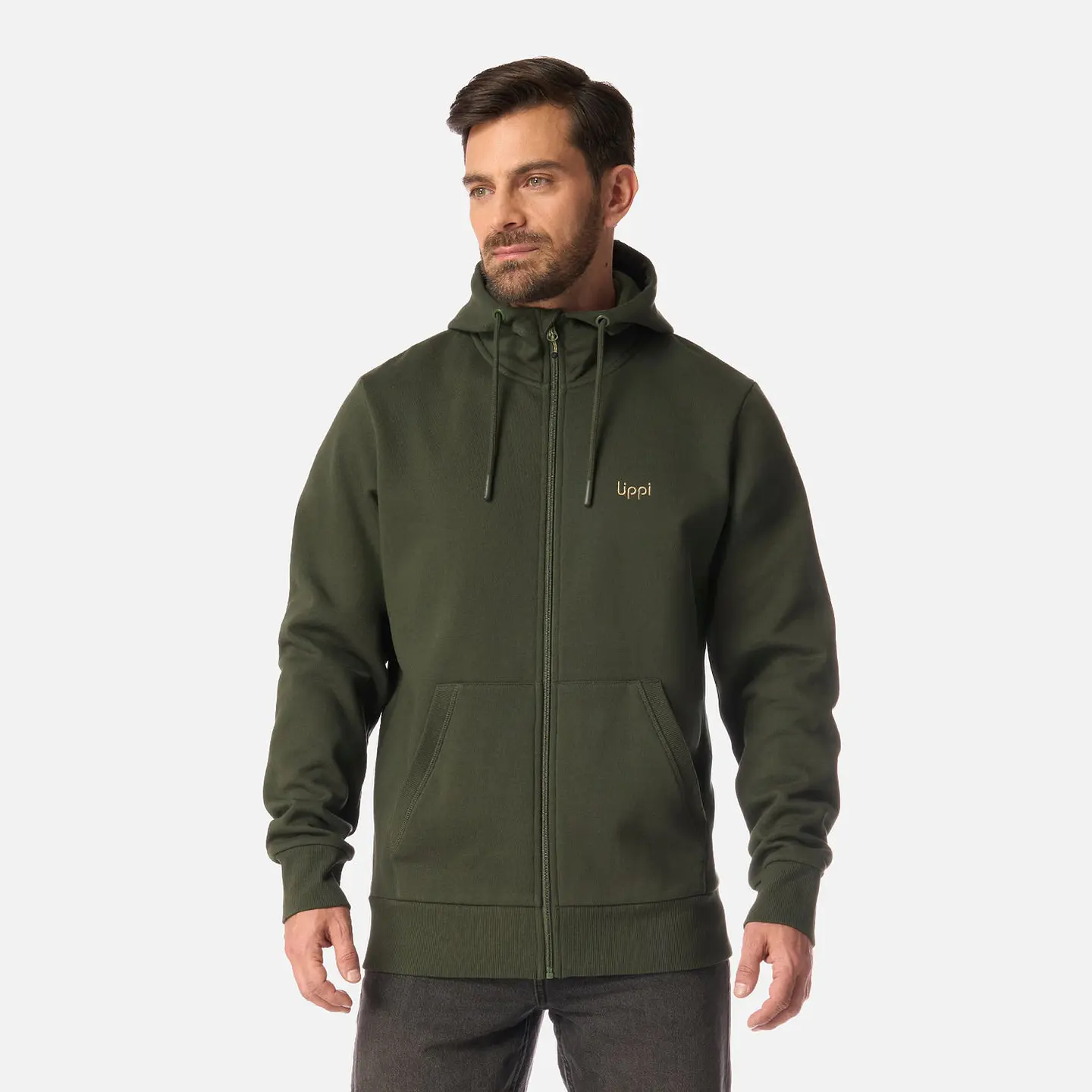 Polerón Lippi Ulmo Full Zip Hoody Sweatshirt Hombre Verde Militar 1